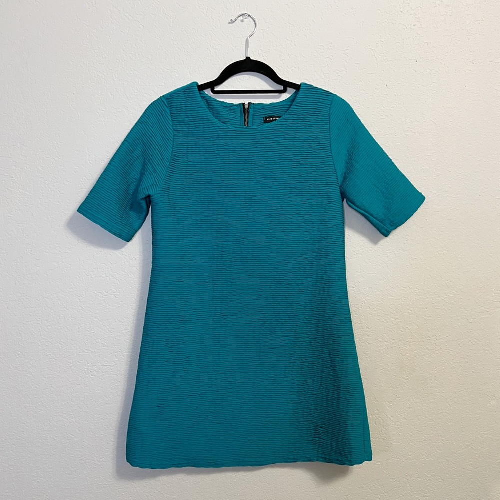River Island | Formal Short Sleeve Textured Mini Dress in Aqua Blue